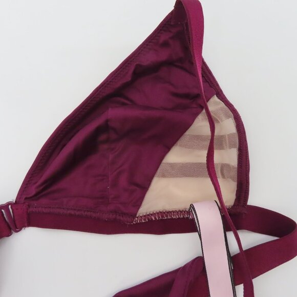 Victorias Secret Medium Bralette Purple Mesh Sides Wireless Unlined Front Close - Picture 9 of 13